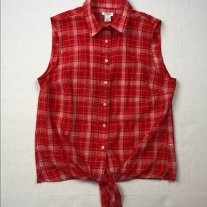 J.Crew Factory Store Women Orange Sleeveless Button-Down Shirt M